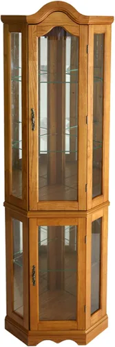Vista 5 de Vitrina esquinera Southern Enterprises con luz, Dorado (Golden Oak)