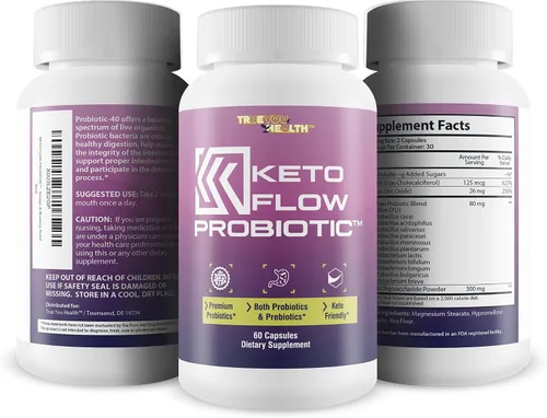 Vista 4 de Keto Flow Probiótico - Probióticos y prebióticos de primera calidad - Fórmula probiótica amigable con Keto - 40 mil millones de UFC - Promueve un