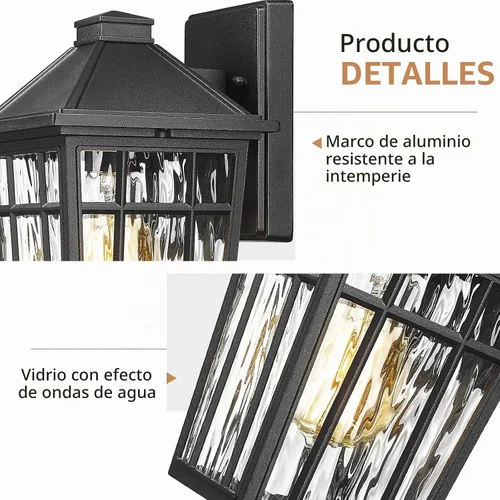 Vista 4 de Darkaway - Luces de pared exteriores para porche, accesorios de iluminación