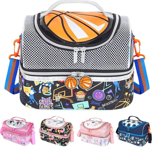 Vista 8 de RLGPBON Bolsa de almuerzo para niños, lonchera aislada para niñas y niños, bolsa de almuerzo para niños pequeños y adolescentes, lindas bolsas