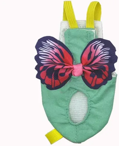 Vista 7 de Arnés de 2 piezas para pañales para pájaros con forro impermeable, ropa para pañales para pájaros con correa voladora, cuerda protectora para loros