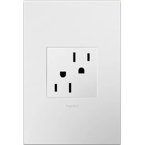 Vista 5 de Legrand adorne 15A - Toma de corriente resistente a manipulaciones con placa de pared a juego (acabado blanco, paquete de 4), ARTR152W4WP-4PK Blanco