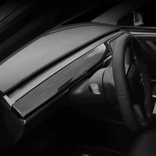Vista 7 de x xotic tech Cubierta de panel de consola central con patrón de fibra de carbono brillante, compatible con Tesla Model 3 2017 2018 2019 2020 2021