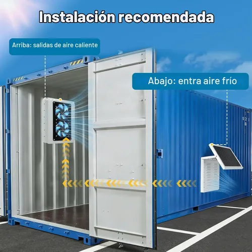Vista 7 de Kit de ventilación solar mejorado para contenedores de envío, panel solar ajustable de 15 W, diseño de doble ventilador, resistente a la intemperie