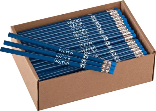 Vista 6 de Pencil Guy Lápices promocionales personalizados impresos - hechos de periódico y cartón reciclados -verde 144 a una caja- impreso