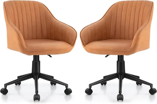 Vista 9 de POWERSTONE Silla moderna de escritorio para oficina en casa, silla de computadora de mediados de siglo, silla giratoria ajustable para dormitorio