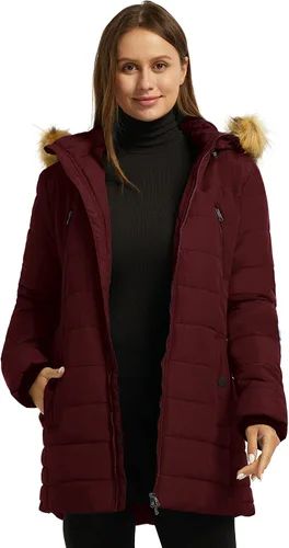 Vista 3 de Wantdo Abrigos de invierno acolchados para mujer con capucha removible