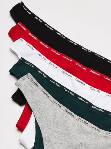 Vista 2 de Calvin Klein Tanga de algodón con logotipo para mujer, paquete múltiple, Multi
