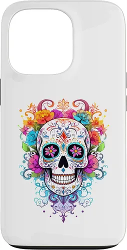 Vista 10 de Halloween Sugar Skull Flower Calavera Dia De Los Muertos Case for iPhone 17