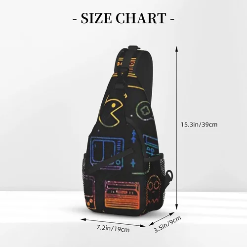 Vista 4 de Bolso tipo bandolera con estampado de videojuegos para videojuegos, mochila cruzada para hombro casual, mujeres y hombres