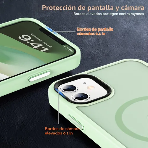Vista 5 de MOCCA - Funda magnética resistente para iPhone 12 y 12 Pro, compatible con MagSafe, funda con protección contra caídas de grado militar, delgada