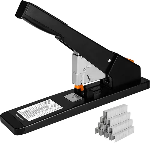 Vista 8 de Amazon Basics Engrapadora resistente, 90 hojas de alta capacidad, engrapadora de oficina grande con 1000 grapas, color negro