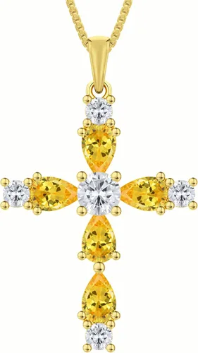 Vista 134 de YL Collar de cruz de plata de ley 925 con colgante de piedra natal religiosa para mujer