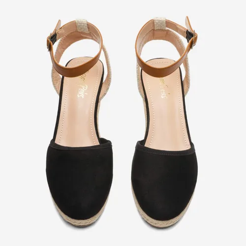 Vista 4 de DREAM PAIRS Sandalias de tacón de cuña con correa de tobillo y punta cerrada para mujer