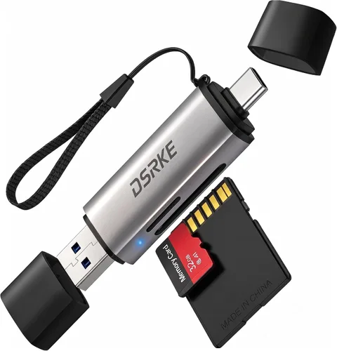 Vista 8 de Lector de tarjetas SD, doble ranura USB 3.0 USB C a adaptador de tarjeta micro SD Aluminum Memory Card Reader for SD/microSD/SDXC/SDHC. Compatible