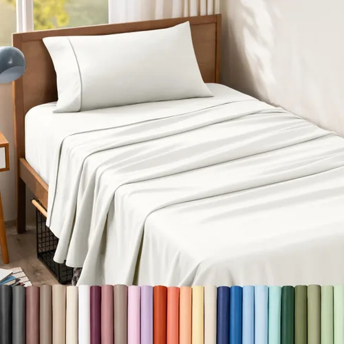 Vista 43 de Bare Home Juego de Sábanas Twin - Sábanas de Cama de Microfibra Ultra-Suave 1800 - Doble Cepillado - Bolsillos Profundos - Ajuste Fácil - Extra