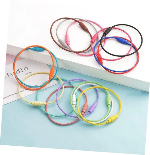 Vista 5 de COHEALI Llavero de metal para manualidades, 10 piezas, llavero de coche, colgante de equipaje, anillo de identificación, anillo de alambre, etiqueta