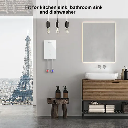 Vista 3 de Calentador de agua eléctrico instantáneo sin tanque, 3.5 KW, 110/120 V, pequeño, un calentador de agua de ahorro de energía, adecuado para grifos