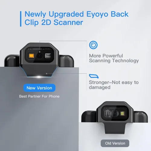 Vista 7 de Eyoyo - Escáner de código QR mejorado Bluetooth con clip trasero Android Portable Wireless 1D 2D UPC ISBN Inventory Barcode Reader, PDF417 Data