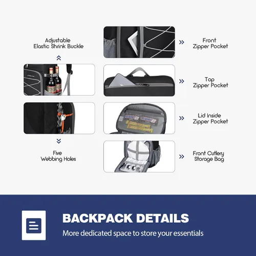 Vista 4 de Mochila enfriadora Maelstrom - Bolsa de almuerzo aislada suave a prueba de fugas para 35/50 latas, ideal para acampar, playa, senderismo y compras