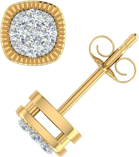 Vista 2 de Aretes de diamante cuadrado de 14 quilates en oro de 10 quilates