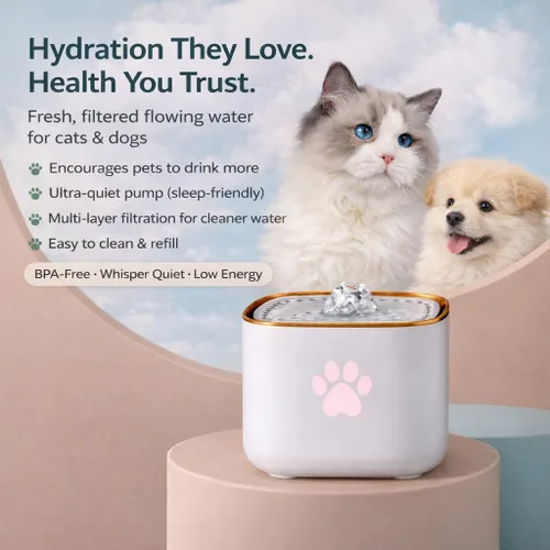 Vista 4 de Fuente de agua para gatos, fuente de agua para perros, dispensador de agua para interiores, dispensador automático de agua para gatos de 3 litros