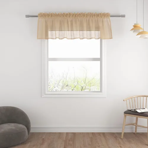 Vista 39 de UPOPO Paneles de Cortina Beige Pequeños Cortinas Transparentes de Gasa de 16 Pulgadas de Largo Cortinas de Cocina de Voile con Textura de Lino