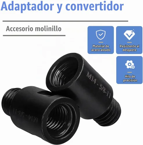 Vista 2 de Mesee 2 adaptadores de fijación para amoladora angular M14 hembra a 5/8 "-11 macho adaptador de rosca herramienta de conversión M14 adaptador