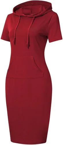 Vista 2 de Vestido MISSKY con capucha, bolsillos, estampado de rayas, hasta la rodilla, ajustado, informal, para mujer