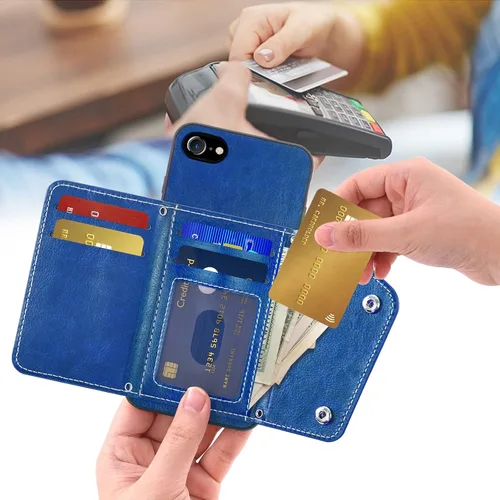Vista 3 de Asuwish Funda de teléfono para iPhone 7/8/SE 2020/2022, funda tipo cartera con protector de pantalla y tarjetero y correa cruzada iPhone7 iPhone8 7s