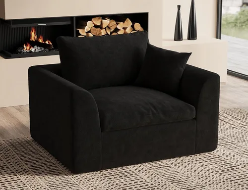 Vista 41 de ohllob Sofás seccionales Cloud de 110 pulgadas para sala de estar, sofá deshuesado en forma de L con otomana, sofá modular de 3 plazas, color negro
