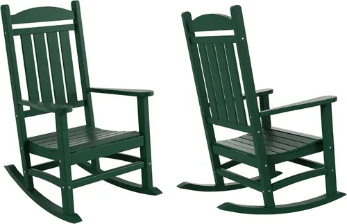 Vista 47 de HDPE Laguna Silla mecedora Adirondack de polietileno para exteriores (juego de 2), color negro