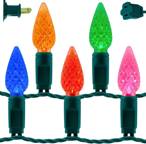 Vista 10 de YULETIME Tira de luces LED multicolor C9 fresa para Navidad, 68 pies 100 unidades con espaciado de 8" impermeable, luz de cadena festiva