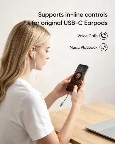 Vista 3 de mcdodo Adaptador 4 en 1 USB-C a Lightning OTG con función de carga/audio/OTG Tipo C hembra a Lightning Macho Adaptador de cable apto