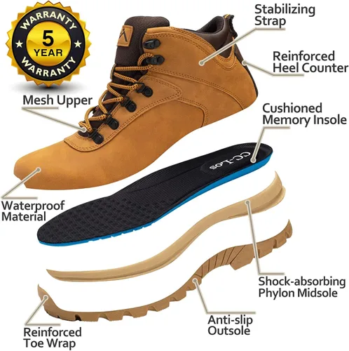 Vista 2 de CC-Los Botas de senderismo impermeables para hombre, ligeras, antideslizantes, agarre de alta tracción