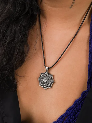 Vista 5 de HAQUIL Mandala Flower of Life Necklace, Buddhist Lotus Flower Mandala Pendant, Mandala Jewelry Gift for Women Men