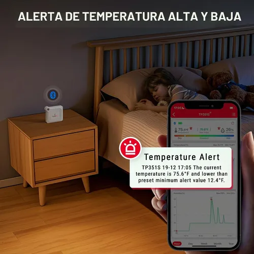 Vista 5 de TempPro TempAir - Termómetro higrómetro Bluetooth, sensor de temperatura