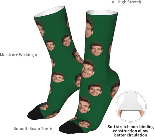 Vista 6 de Calcetines personalizados con foto para hombres y mujeres, calcetines personalizados con imagen unisex, calcetines con caras en ellos personalizados
