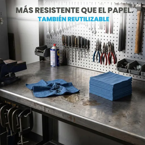 Vista 3 de SIMPLI-MAGIC Toallas de Taller de Algodón 14"x12" (Paquete de 150) – Trapos de Limpieza Reutilizables para Automóviles, Industrias, Garaje y Hogares