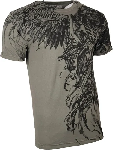 Vista 8 de Xtreme Couture by Affliction Camiseta para hombre, diseño gráfico Carbón (empuñando la muerte)