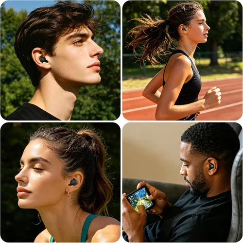 Vista 4 de Coby Auriculares inalámbricos verdaderos, estuche de carga, auriculares Bluetooth, par automático, auriculares inalámbricos portátiles, auriculares