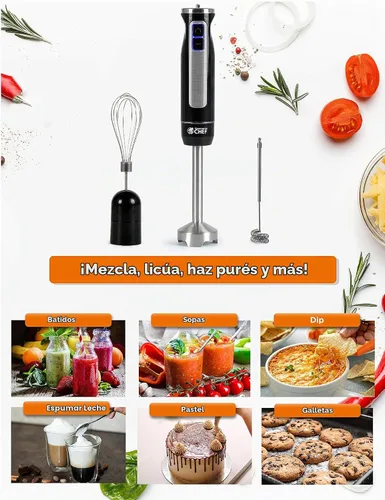 Vista 2 de Commercial Chef Batidora de mano de inmersión multiusos, 500 vatios