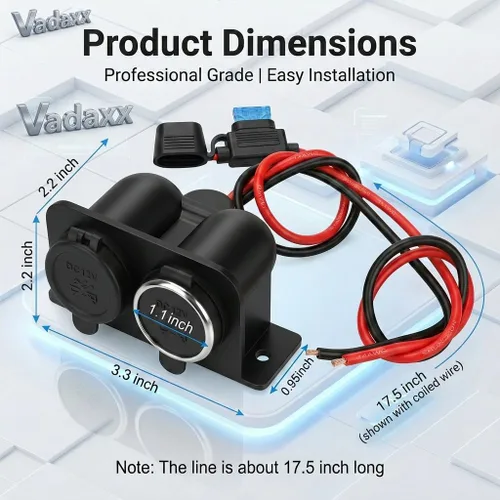 Vista 7 de Enchufe para encendedor de cigarrillos con fusible de hoja, divisor de encendedor de cigarrillos de 2 enchufes, 12 V, enchufe de repuesto Negro-1p