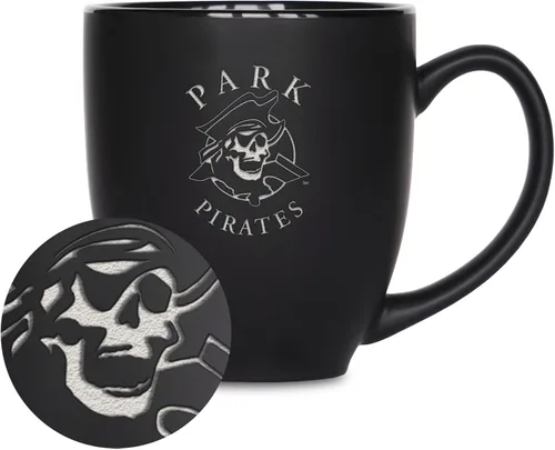Vista 247 de Rico Industries - Taza de cerámica mate negra con grabado láser estándar de 15oz para NCAA (escuelas T & U) - Para bebidas calientes o frías
