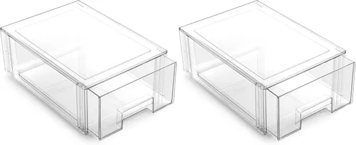 Vista 8 de BINO Cajones de almacenamiento apilables, pequeños - transparentes THE CRATE COLLECTION Contenedores de almacenamiento con cajones