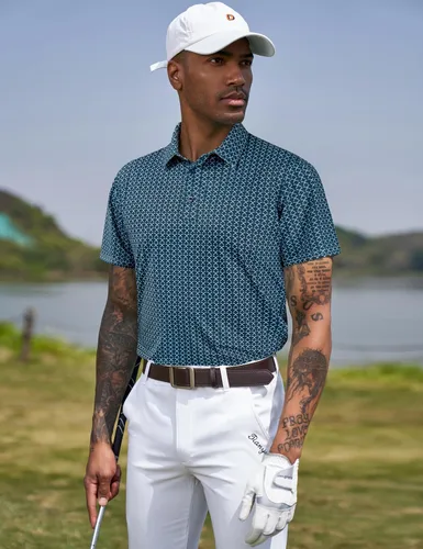 Vista 54 de TAPULCO Camisetas tipo polo de secado rápido para hombre, diseño de camuflaje, atléticas, ligeras, transpirables, casuales, para golf