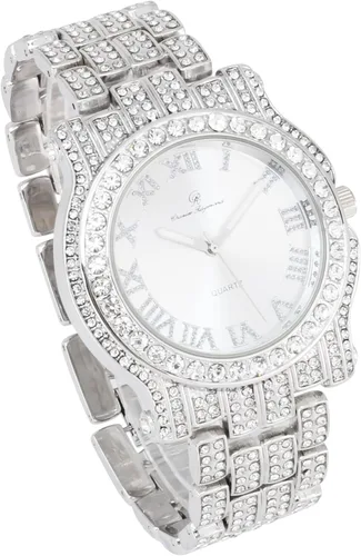Vista 35 de Charles Raymond Bling-ed Out Ultimate Hip Hop Royalty Reloj para hombre con número romano de fácil lectura o indicadores de tiempo de diamantes