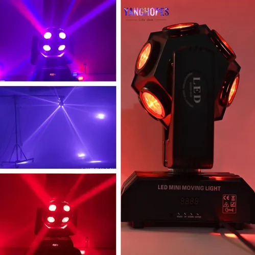 Vista 3 de Luz de Escenario de Cabeza Móvil RGBW 12LED Luces de Haz Giratorio Luces de Iluminación Ascendente de Escenario para Eventos Activada por Sonido