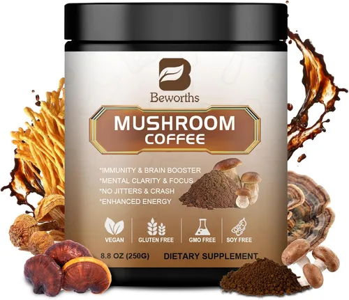 Vista 13 de Café de hongos - Café instantáneo en polvo de hongos de melena de león con melena de león, reishi, chaga, cordyceps y cola de pavo - Alternativa