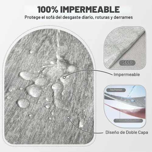 Vista 3 de juego de fundas 100% impermeables para sofá modular para perros de felpilla en forma de L, juego de manta para sofá con borlas, funda deslizante